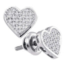 Sterling Silver G&D Sterling Silver Women's Round Diamond Heart Cluster Screwback Stud Earrings 1-10 Cttw - FREE Shipping (USA/CAN) JadeMoghul