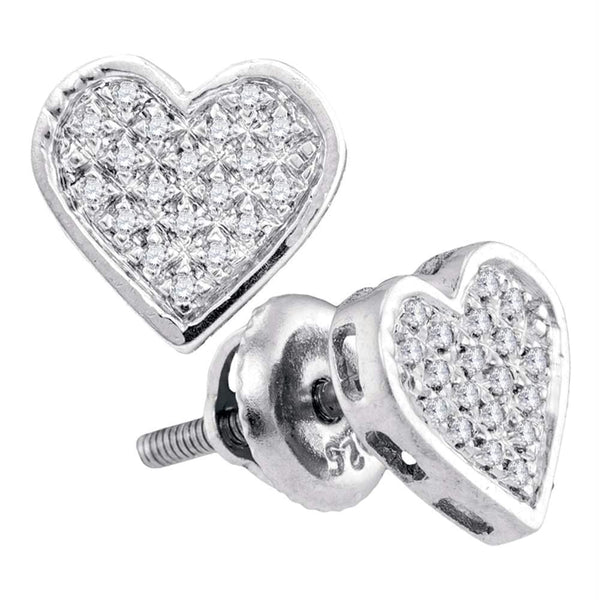 Sterling Silver G&D Sterling Silver Women's Round Diamond Heart Cluster Screwback Stud Earrings 1-10 Cttw - FREE Shipping (USA/CAN) JadeMoghul