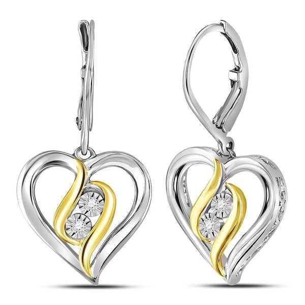 Sterling Silver G&D Sterling Silver Women's Round Diamond Heart Leverback Dangle Earrings 1-20 Cttw - FREE Shipping (US/CAN) JadeMoghul