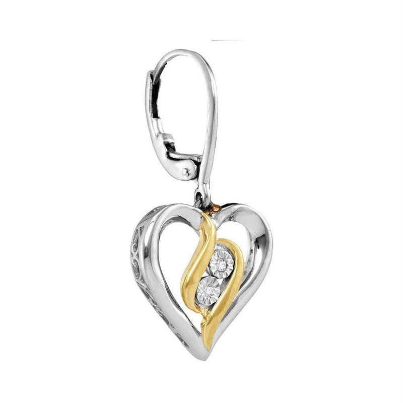 Sterling Silver G&D Sterling Silver Women's Round Diamond Heart Leverback Dangle Earrings 1-20 Cttw - FREE Shipping (US/CAN) JadeMoghul