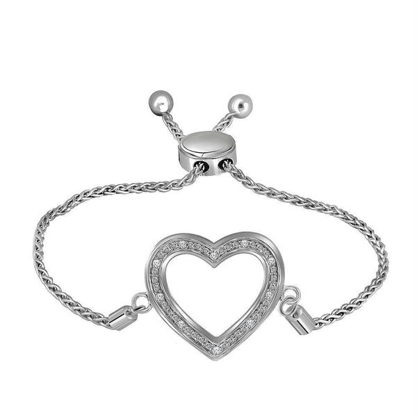 Sterling Silver G&D Sterling Silver Women's Round Diamond Heart Love Bolo Bracelet 1-20 Cttw - FREE Shipping (US/CAN) JadeMoghul