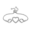 Sterling Silver G&D Sterling Silver Women's Round Diamond Heart Love Bolo Bracelet 1-20 Cttw - FREE Shipping (US/CAN) JadeMoghul