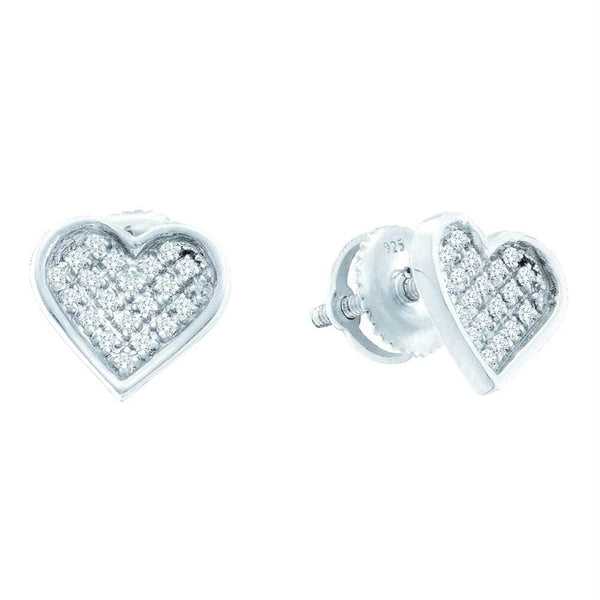 Sterling Silver G&D Sterling Silver Women's Round Diamond Heart Love Cluster Earrings 1-10 Cttw - FREE Shipping (USA/CAN) JadeMoghul