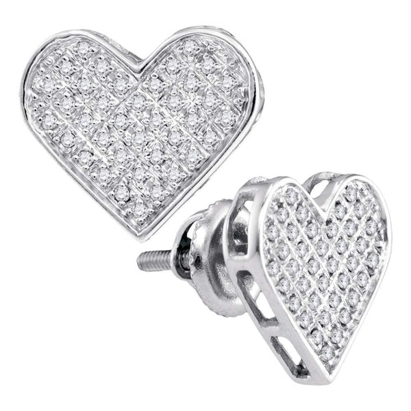 Sterling Silver G&D Sterling Silver Women's Round Diamond Heart Love Cluster Earrings 1-4 Cttw - FREE Shipping (USA/CAN) JadeMoghul