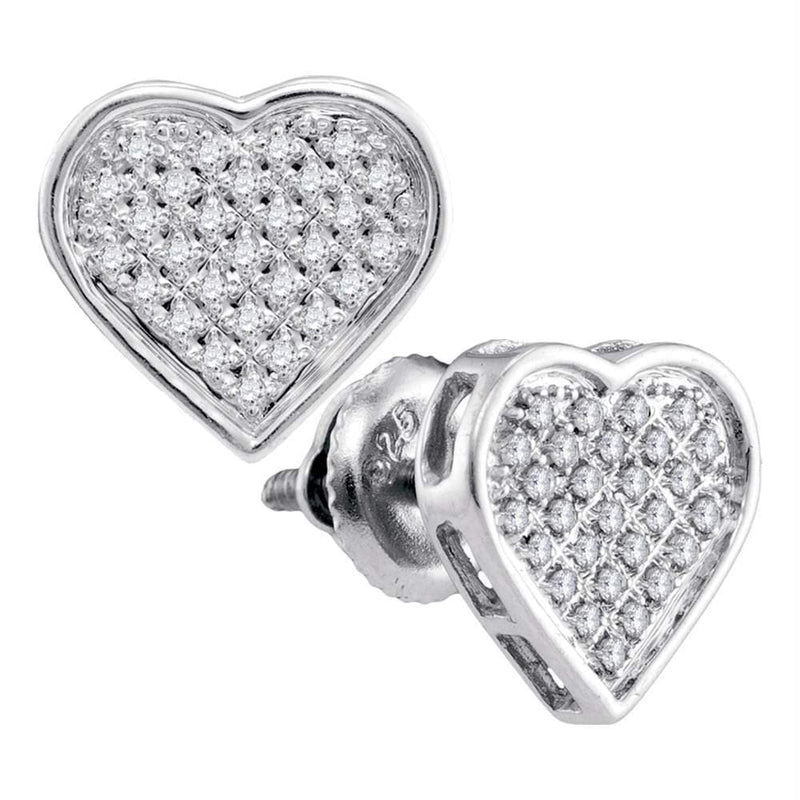 Sterling Silver G&D Sterling Silver Women's Round Diamond Heart Love Cluster Earrings 1-8 Cttw - FREE Shipping (USA/CAN) JadeMoghul