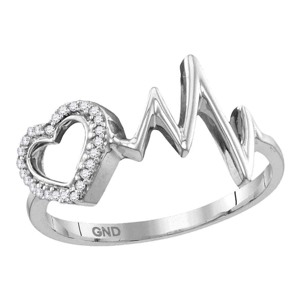 Sterling Silver G&D Sterling Silver Women's Round Diamond Heart Love Heartbeat Ring 1/20 Cttw - FREE Shipping (US/CAN) JadeMoghul