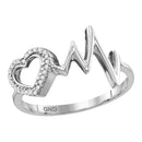 Sterling Silver G&D Sterling Silver Women's Round Diamond Heart Love Heartbeat Ring 1/20 Cttw - FREE Shipping (US/CAN) JadeMoghul