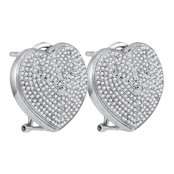 Sterling Silver G&D Sterling Silver Women's Round Diamond Heart Love Omega-back Earrings 1.00 Cttw - FREE Shipping (US/CAN) JadeMoghul