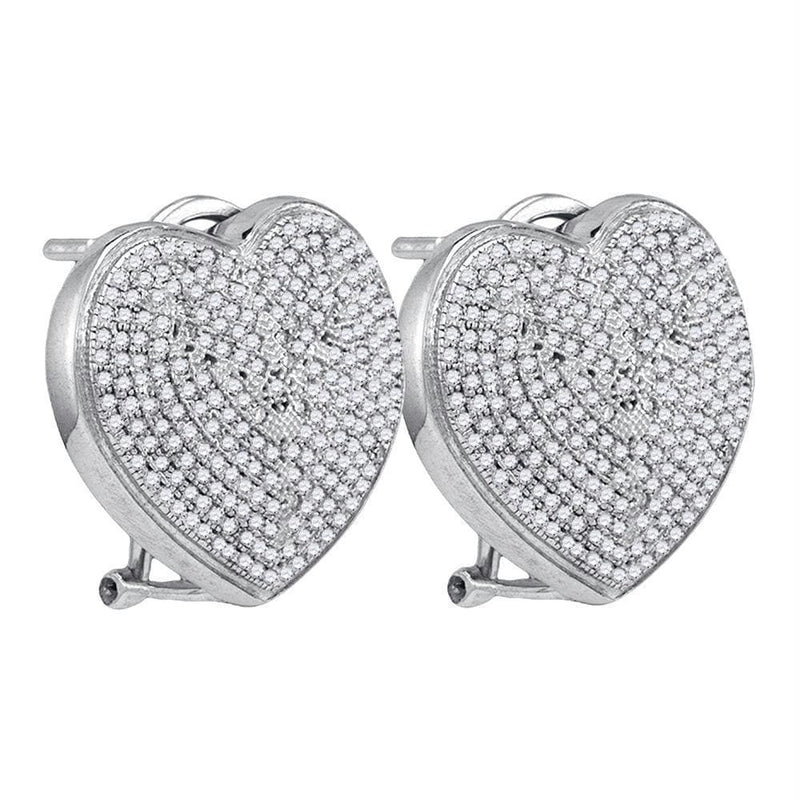 Sterling Silver G&D Sterling Silver Women's Round Diamond Heart Love Omega-back Earrings 1.00 Cttw - FREE Shipping (US/CAN) JadeMoghul