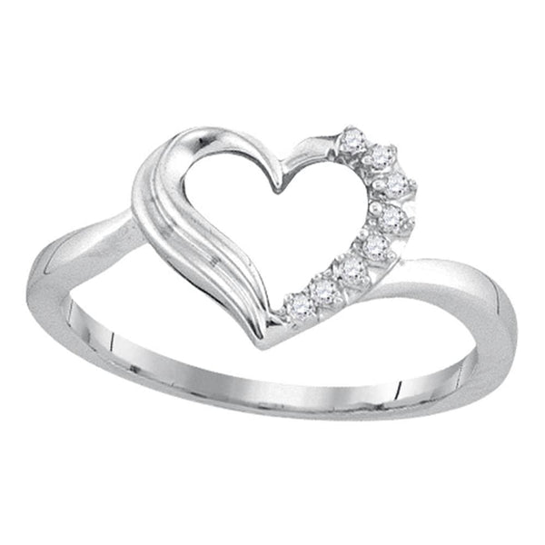 Sterling Silver G&D Sterling Silver Women's Round Diamond Heart Love Ring 1/20 Cttw - FREE Shipping (US/CAN) JadeMoghul