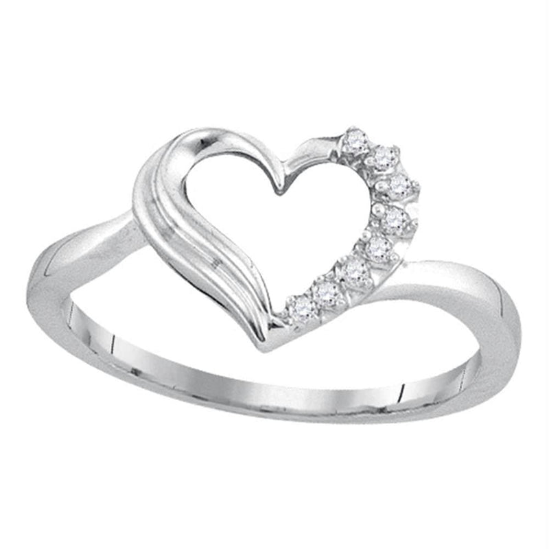 Sterling Silver Women's Round Diamond Heart Love Ring 1/20 Cttw - FREE Shipping (US/CAN)