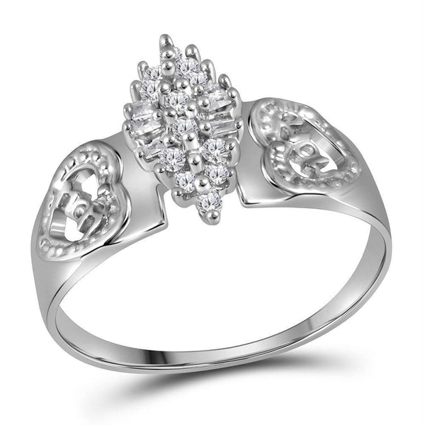 Sterling Silver G&D Sterling Silver Women's Round Diamond Heart Mom Cluster Ring 1-8 Cttw - FREE Shipping (US/CAN) JadeMoghul