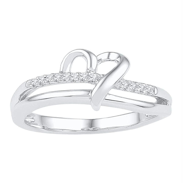 Sterling Silver G&D Sterling Silver Women's Round Diamond Heart Ring 1/20 Cttw - FREE Shipping (US/CAN) JadeMoghul