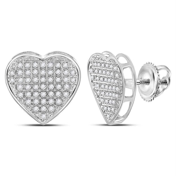 Sterling Silver G&D Sterling Silver Women's Round Diamond Heart Stud Earrings 1-3 Cttw - FREE Shipping (US/CAN) JadeMoghul