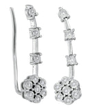 Sterling Silver G&D Sterling Silver Women's Round Diamond Illusion-set Cluster Climber Earrings 1-20 Cttw - FREE Shipping (USA/CAN) JadeMoghul