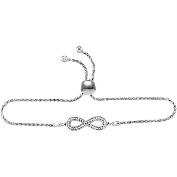 Sterling Silver G&D Sterling Silver Women's Round Diamond Infinity Bolo Adjustable Bracelet 1-4 Cttw - FREE Shipping (US/CAN) JadeMoghul