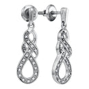 Sterling Silver G&D Sterling Silver Women's Round Diamond Infinity Dangle Screwback Earrings 1-8 Cttw - FREE Shipping (USA/CAN) JadeMoghul