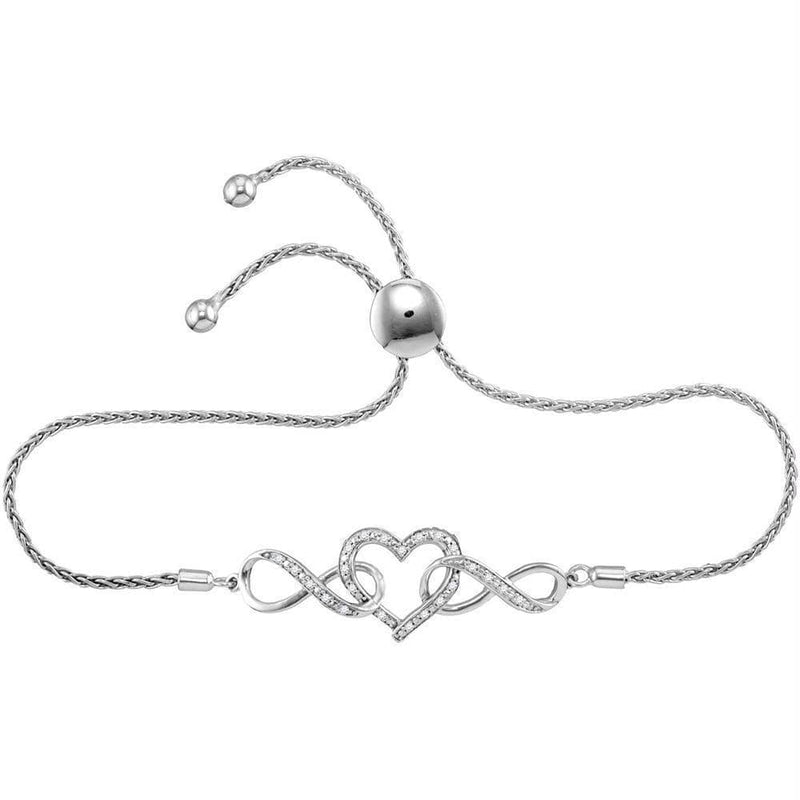 Sterling Silver G&D Sterling Silver Women's Round Diamond Infinity Heart Bolo Bracelet 1-6 Cttw - FREE Shipping (US/CAN) JadeMoghul