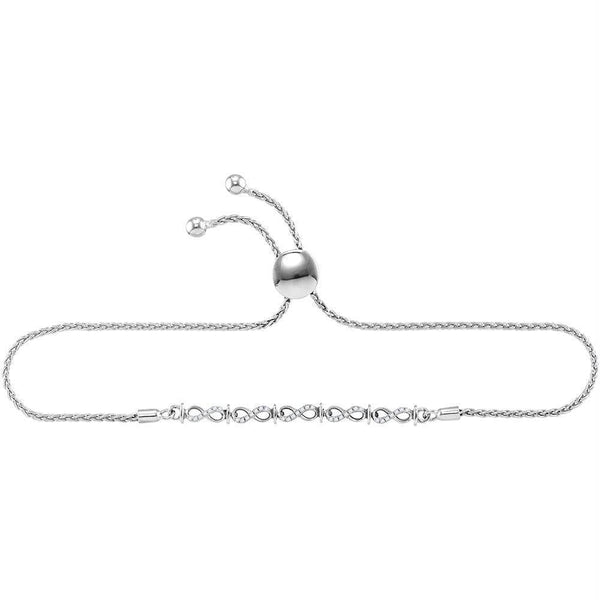 Sterling Silver G&D Sterling Silver Women's Round Diamond Infinity Link Bolo Adjustable Bracelet 1-6 Cttw - FREE Shipping (US/CAN) JadeMoghul