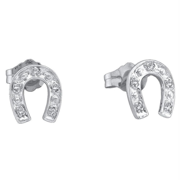 Sterling Silver G&D Sterling Silver Women's Round Diamond Lucky Horseshoe Screwback Earrings 1-20 Cttw - FREE Shipping (US/CAN) JadeMoghul