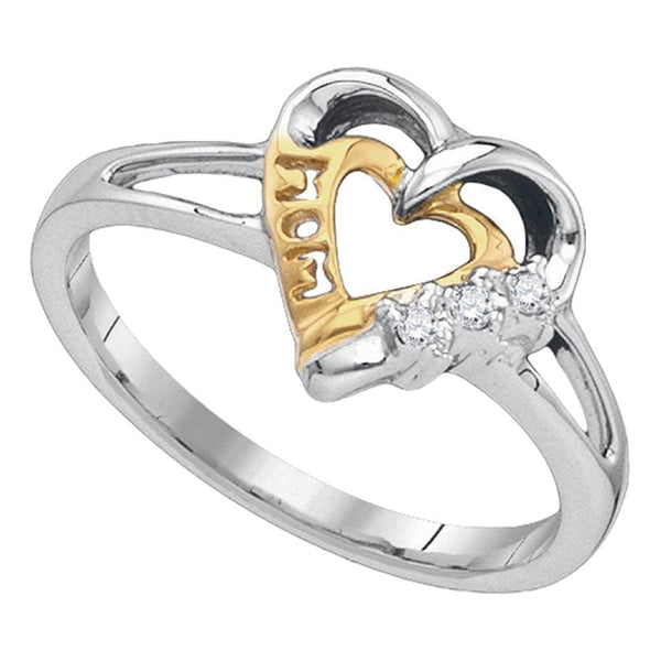 Sterling Silver G&D Sterling Silver Women's Round Diamond Mom Mother 2-tone Heart Ring .03 Cttw - FREE Shipping (US/CAN) JadeMoghul