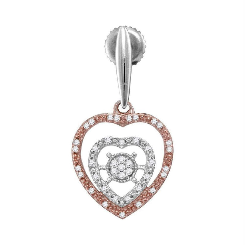 Sterling Silver G&D Sterling Silver Women's Round Diamond Rose-tone Heart Dangle Earrings 1-4 Cttw - FREE Shipping (US/CAN) JadeMoghul