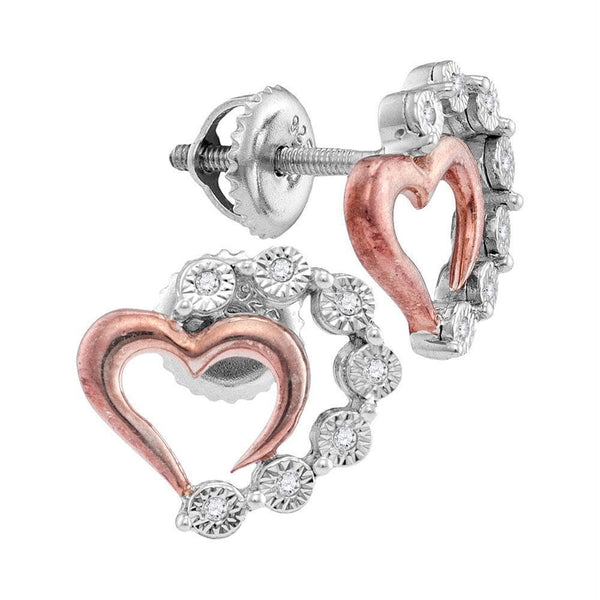 Sterling Silver G&D Sterling Silver Women's Round Diamond Rose-tone Heart Stud Earrings 1-20 Cttw - FREE Shipping (USA/CAN) JadeMoghul