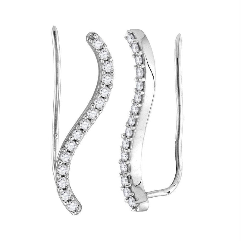 Sterling Silver G&D Sterling Silver Women's Round Diamond S-shape Climber Earrings 1-3 Cttw - FREE Shipping (US/CAN) JadeMoghul