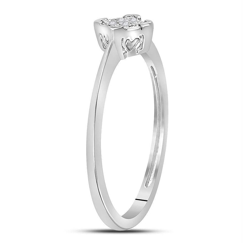 Sterling Silver G&D Sterling Silver Women's Round Diamond Simple Square Cluster Ring .01 Cttw - FREE Shipping (US/CAN) JadeMoghul