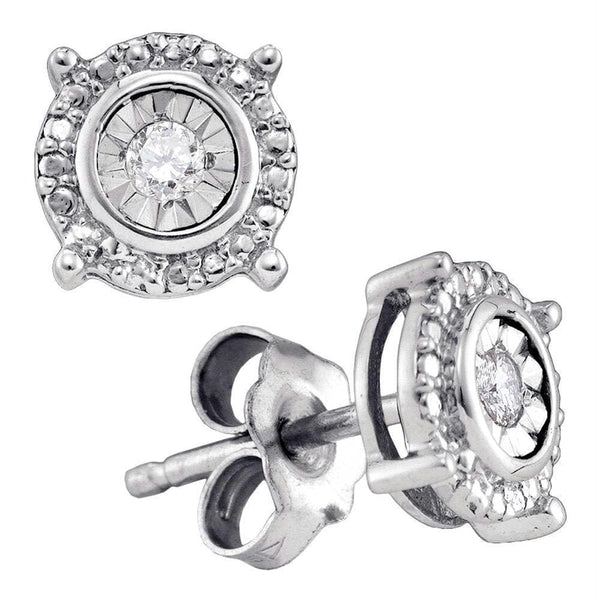 Sterling Silver G&D Sterling Silver Women's Round Diamond Solitaire Circle Frame Stud Earrings 1-10 Cttw - FREE Shipping (USA/CAN) JadeMoghul