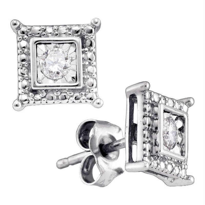 Sterling Silver G&D Sterling Silver Women's Round Diamond Solitaire Square Screwback Stud Earrings 1-20 Cttw - FREE Shipping (US/CAN) JadeMoghul