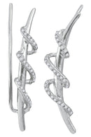 Sterling Silver G&D Sterling Silver Women's Round Diamond Spiral Climber Earrings 1-4 Cttw - FREE Shipping (US/CAN) JadeMoghul