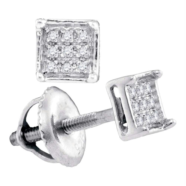 Sterling Silver G&D Sterling Silver Women's Round Diamond Square Cluster Earrings 1-20 Cttw - FREE Shipping (USA/CAN) JadeMoghul