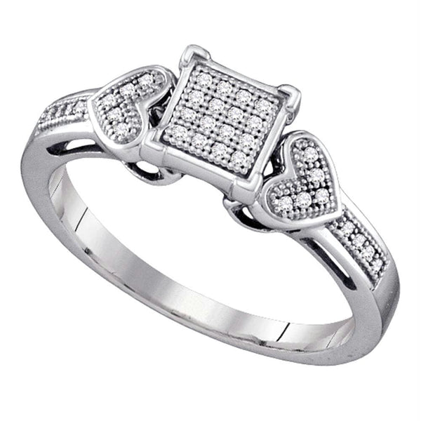 Sterling Silver G&D Sterling Silver Women's Round Diamond Square Cluster Heart Ring 1/10 Cttw - FREE Shipping (US/CAN) JadeMoghul