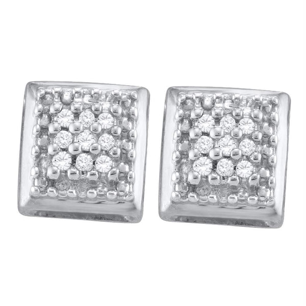 Sterling Silver G&D Sterling Silver Women's Round Diamond Square Cluster Screwback Earrings 1-10 Cttw - FREE Shipping (USA/CAN) JadeMoghul