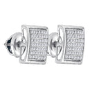 Sterling Silver G&D Sterling Silver Women's Round Diamond Square Cluster Stud Earrings 1-3 Cttw - FREE Shipping (USA/CAN) JadeMoghul