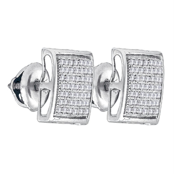 Sterling Silver G&D Sterling Silver Women's Round Diamond Square Cluster Stud Earrings 1-3 Cttw - FREE Shipping (USA/CAN) JadeMoghul