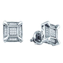 Sterling Silver G&D Sterling Silver Women's Round Diamond Square Cluster Stud Earrings 1-8 Cttw - FREE Shipping (US/CAN) JadeMoghul