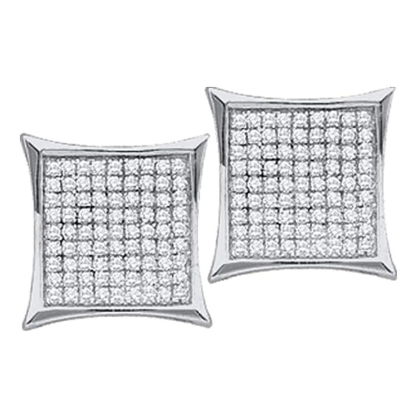 Sterling Silver G&D Sterling Silver Women's Round Diamond Square Kite Cluster Screwback Earrings 1-4 Cttw - FREE Shipping (US/CAN) JadeMoghul