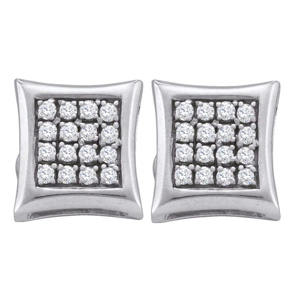 Sterling Silver G&D Sterling Silver Women's Round Diamond Square Kite Cluster Screwback Earrings 1-6 Cttw - FREE Shipping (USA/CAN) JadeMoghul