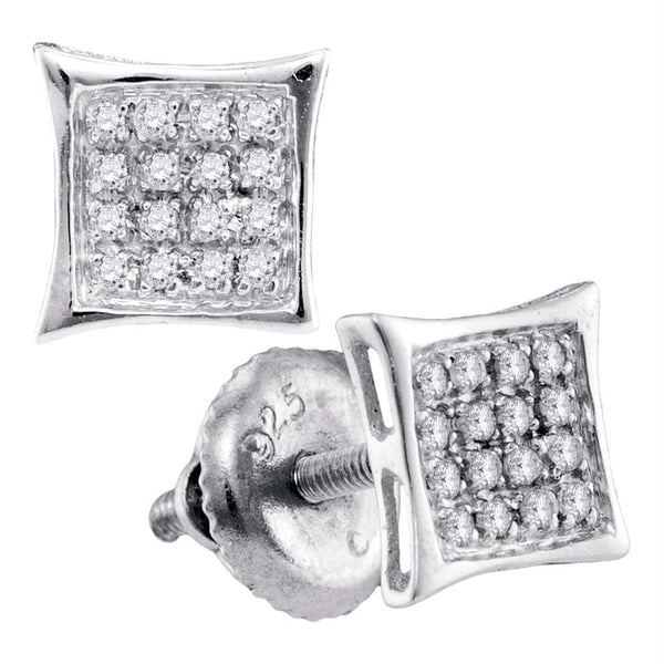 Sterling Silver G&D Sterling Silver Women's Round Diamond Square Kite Cluster Stud Earrings 1-10 Cttw - FREE Shipping (USA/CAN) JadeMoghul