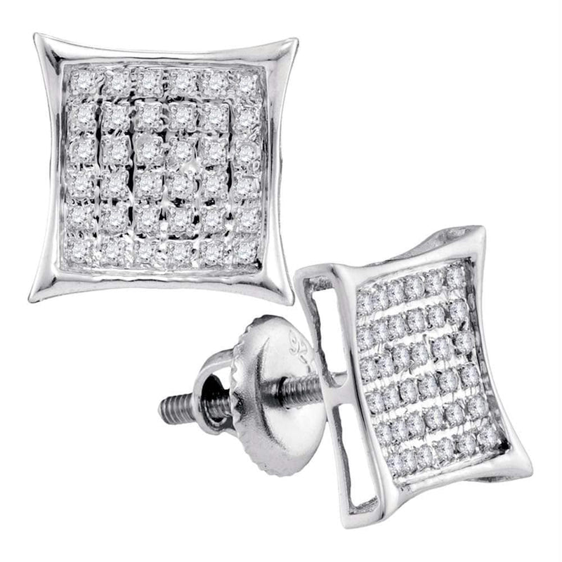 Sterling Silver G&D Sterling Silver Women's Round Diamond Square Kite Cluster Stud Earrings 1-4 Cttw - FREE Shipping (USA/CAN) JadeMoghul