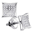 Sterling Silver G&D Sterling Silver Women's Round Diamond Square Kite Cluster Stud Earrings 1-6 Cttw - FREE Shipping (USA/CAN) JadeMoghul