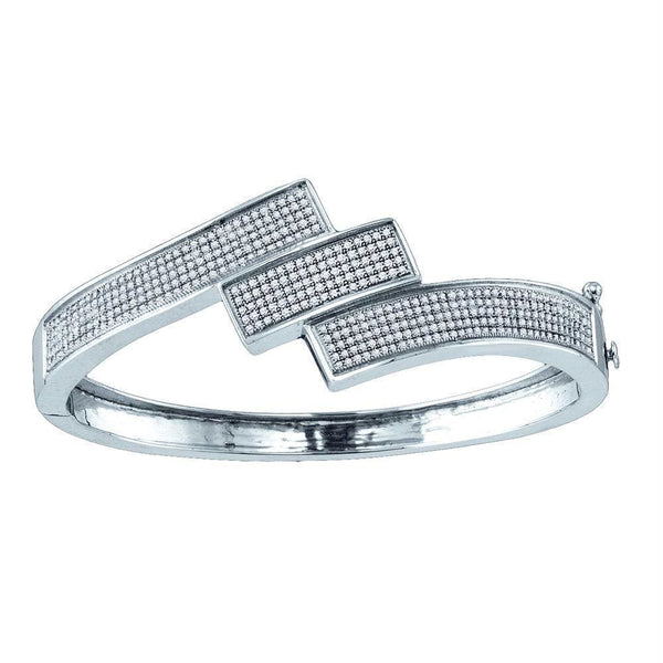 Sterling Silver G&D Sterling Silver Women's Round Diamond Triple Row Bangle Bracelet 1-1-3 Cttw - FREE Shipping (US/CAN) JadeMoghul