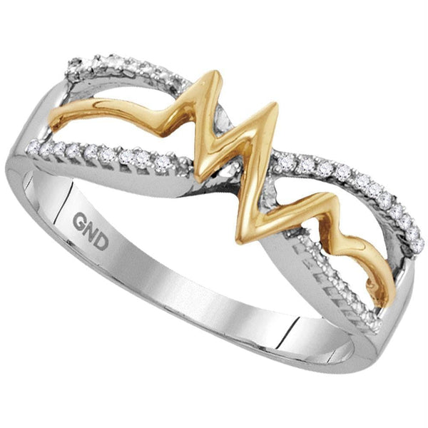 Sterling Silver G&D Sterling Silver Women's Round Diamond Yellow-tone Heartbeat Band Ring 1/20 Cttw - FREE Shipping (US/CAN) JadeMoghul