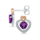 Sterling Silver G&D Sterling Silver Women's Round Lab-Created Amethyst Diamond Heart Frame Earrings .01 Cttw - FREE Shipping (USA/CAN) JadeMoghul