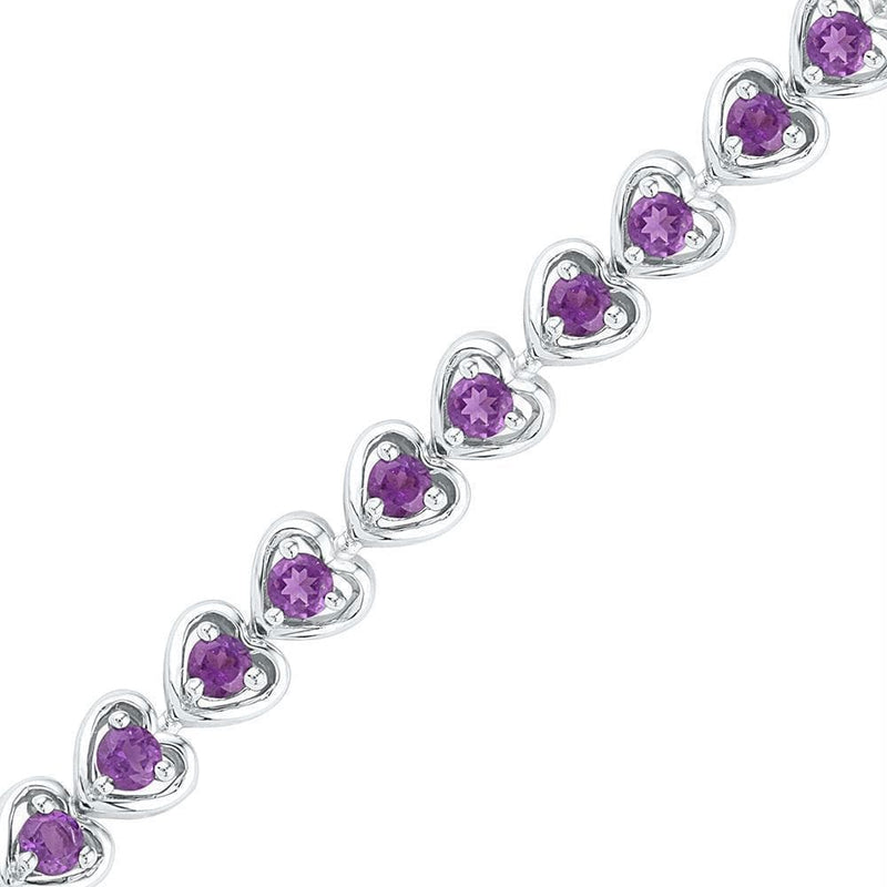 Sterling Silver G&D Sterling Silver Women's Round Lab-Created Amethyst Tennis Bracelet 3-5-8 Cttw - FREE Shipping (US/CAN) JadeMoghul