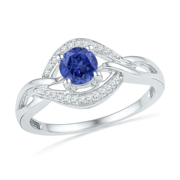 Sterling Silver G&D Sterling Silver Women's Round Lab-Created Blue Sapphire Solitaire Diamond Ring 5/8 Cttw - FREE Shipping (US/CAN) JadeMoghul