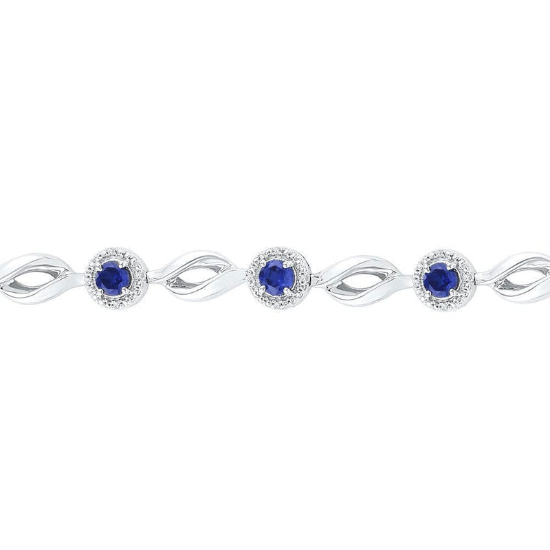 Sterling Silver G&D Sterling Silver Women's Round Lab-Created Blue Sapphire Tennis Bracelet 3-1-4 Cttw - FREE Shipping (US/CAN) JadeMoghul