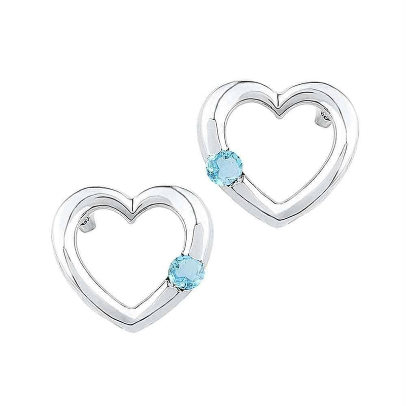 Sterling Silver G&D Sterling Silver Women's Round Lab-Created Blue Topaz Heart Earrings 1-6 Cttw - FREE Shipping (USA/CAN) JadeMoghul